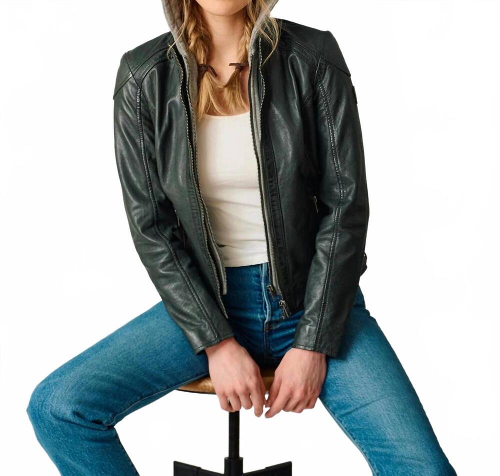 NEW MAURITIUS allice rf leather jacket in forest